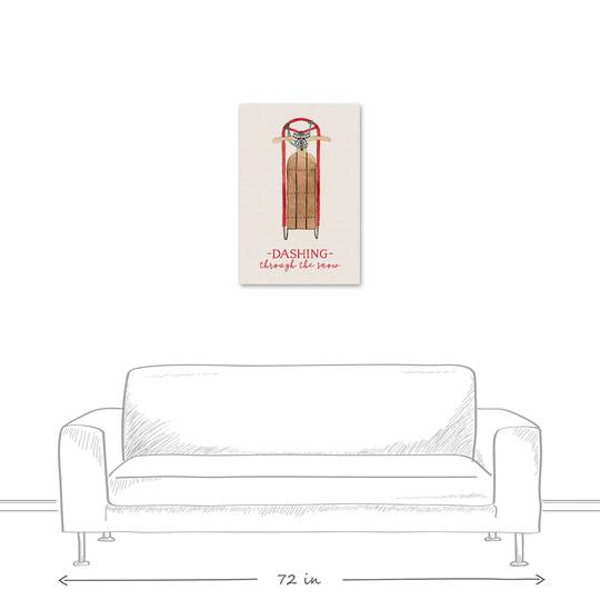 Dashing Snow Sled 20x30 Canvas Wall Art
